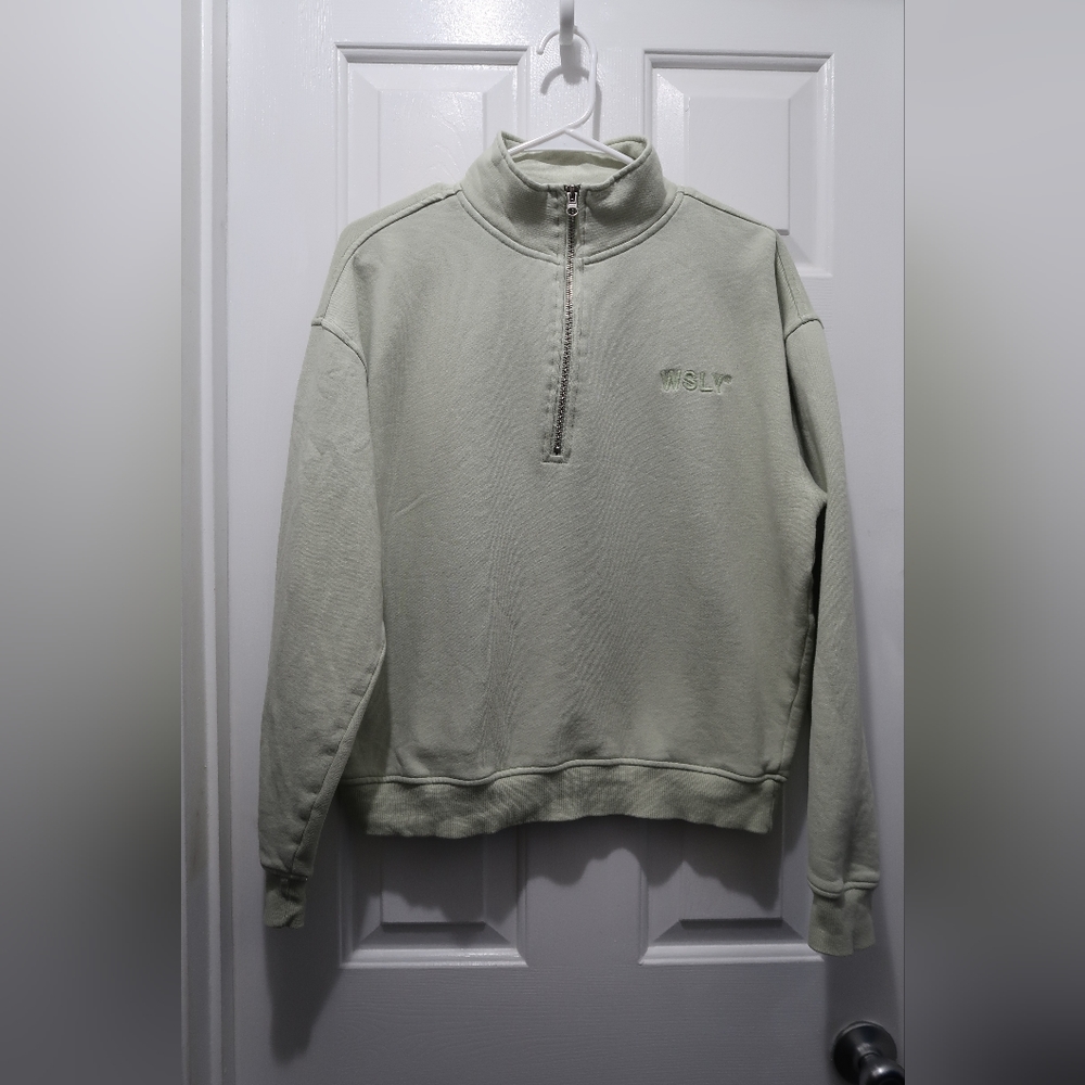 Wsly Eco Fleece Half Zip Sweatshirt Size M in color Willow Green